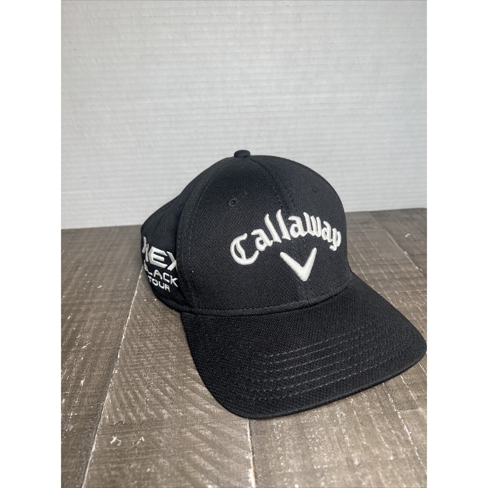 Callaway Black Golf Baseball Hat Cap Adult‎ Mens X Hot Hex Black Tour L/XL